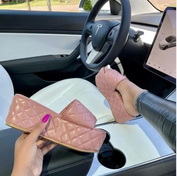 Platform Women's Slippers 2021 Summer Shoes Women Wedge Casual Sandal Thick Bottom Heels Female Flip Flops Beach Slides New 43