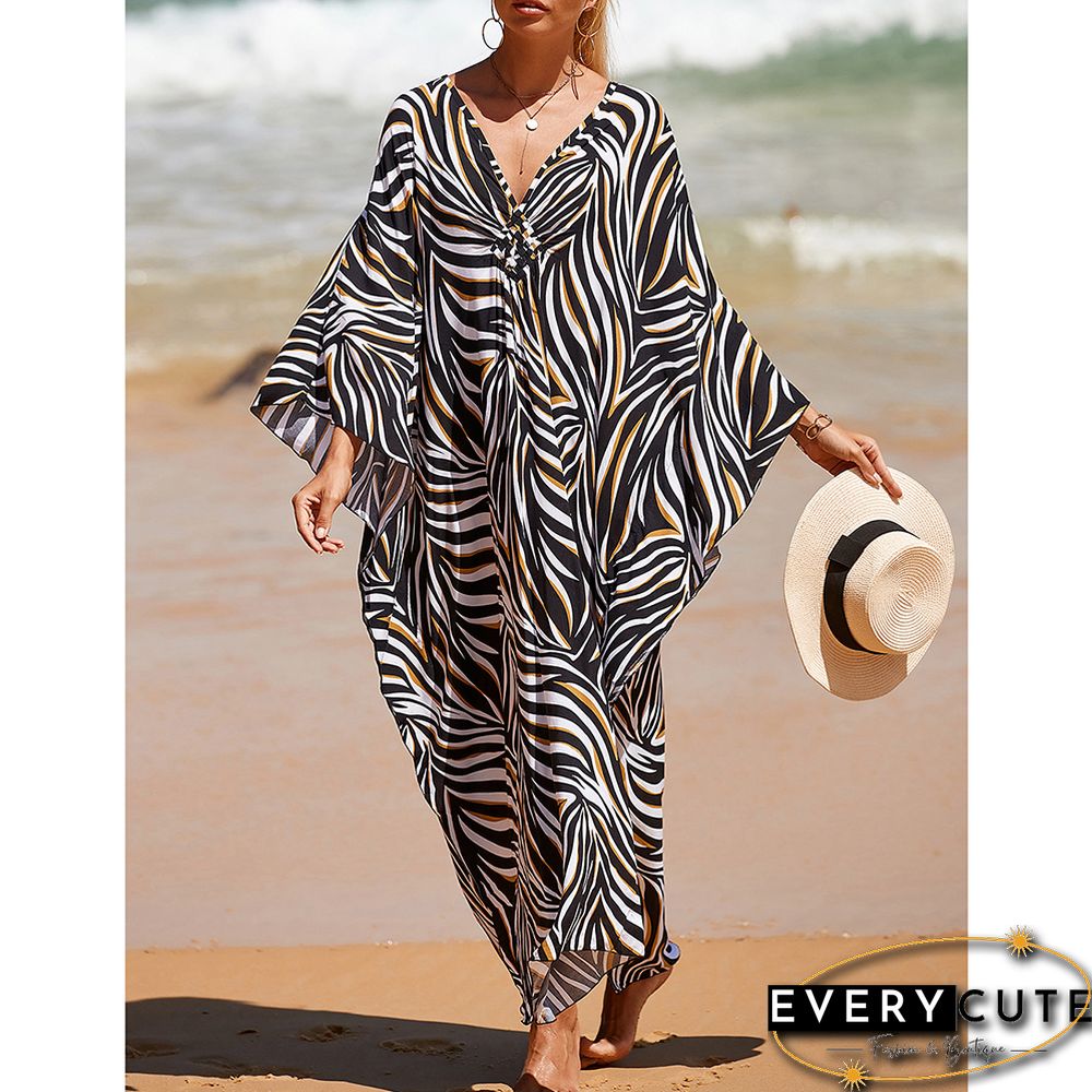 Stripe Print Long Kinimo Beachwear