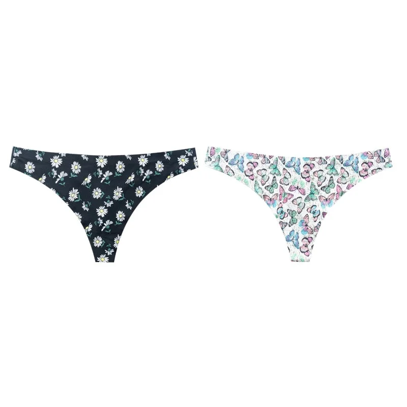 Women Sexy Lingerie Temptation Low-waist Flowers Panties Thong Female Seamless Breathable G String T back Intimates Underwear