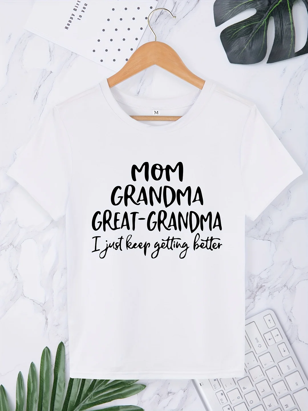 Women's "Mom Grandma Great-Grandma I'm Getting Better Every Day" Graphic T-Shirt - Soft Polyester-Spandex Blend, Comfortable Crew Neck Short Sleeve Top, Regular Fit Casual Tee, Machine Washable All-Season Wear | IFYHOME
