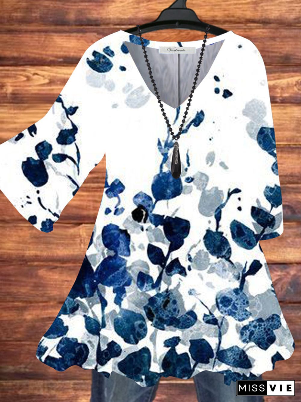 Women Half Sleeve V-neck Printed Tops