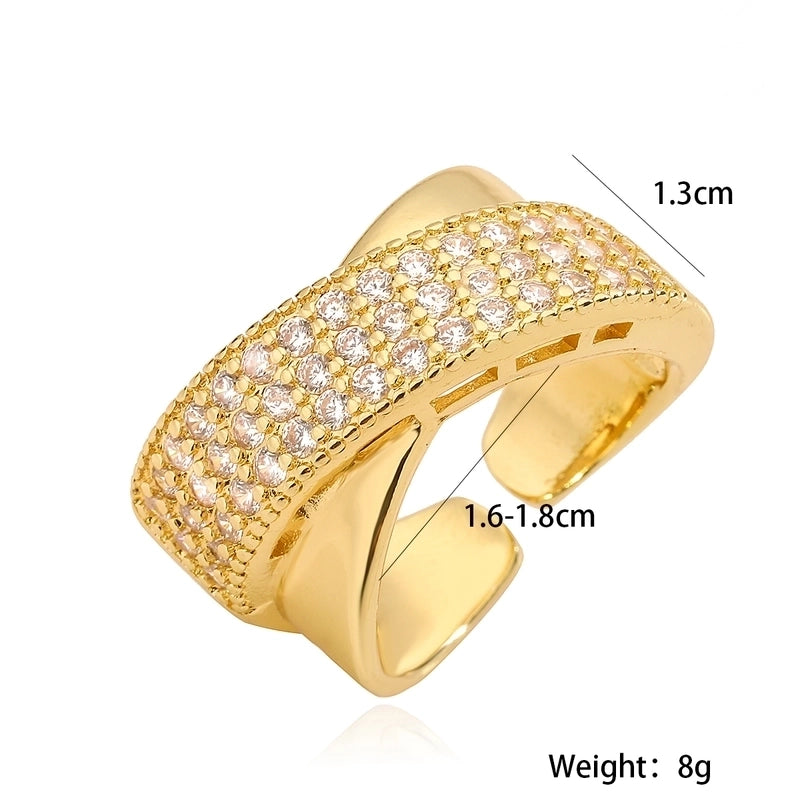 Retro Geometric Copper Zircon Open Rings