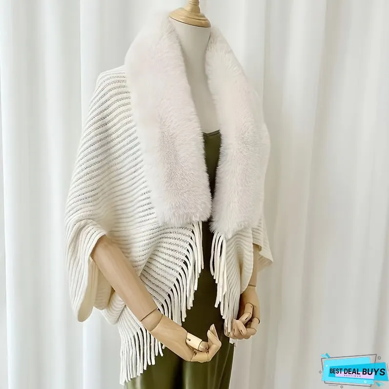 Furry Windproof Thermal Outdoor Shawls, Fall Winter Keep Warm Trendy Scarf Warp Cape Poncho For Fishing Cycling Riding