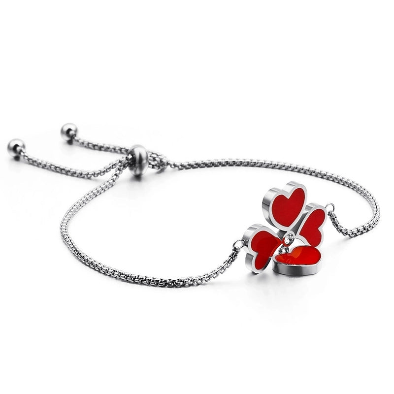 Red Heart-shaped Stainless Steel Bracelet