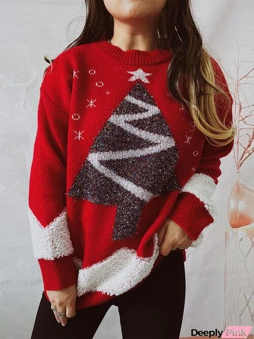 Christmas Tree Graphic Dropped Shoulder Sweater