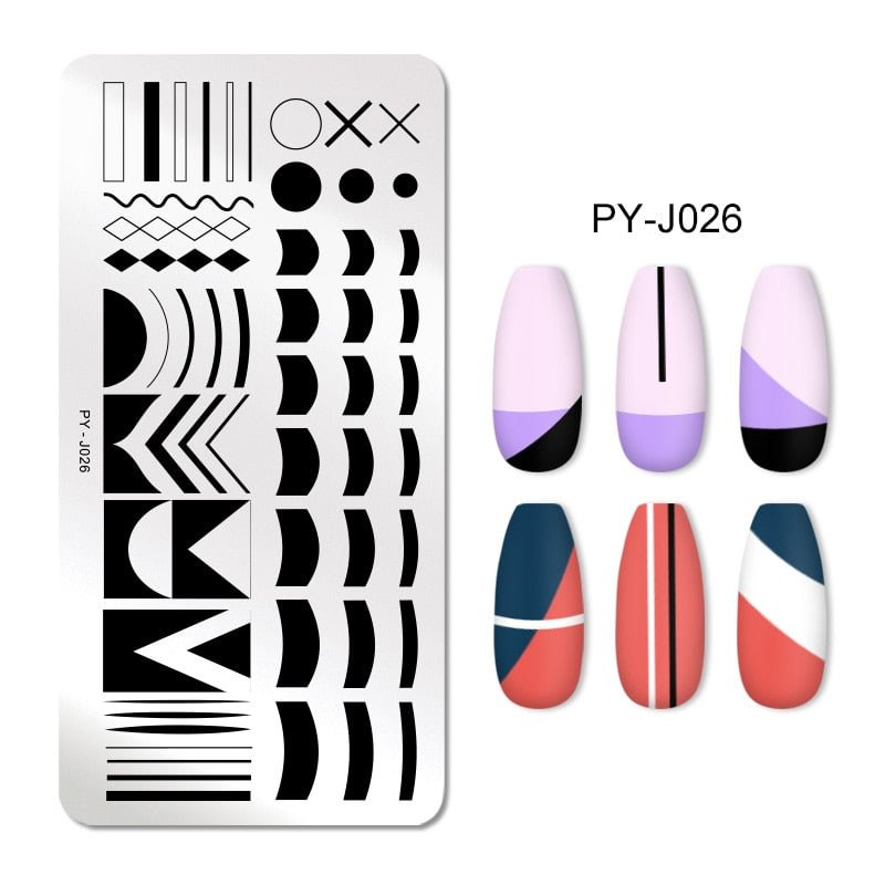 PICT YOU Rectangle Nail Stamping Plates Geometric Design Stainless Steel Nail Image Stamp Template Nail Plate Tools