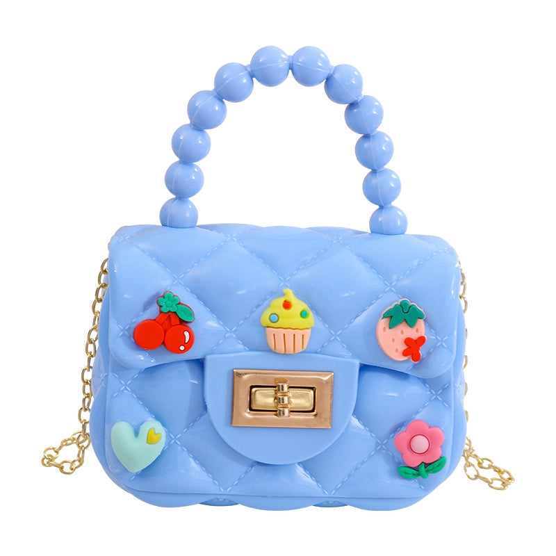 Women’s Small PVC Color Block Streetwear Square Lock Clasp Handbag