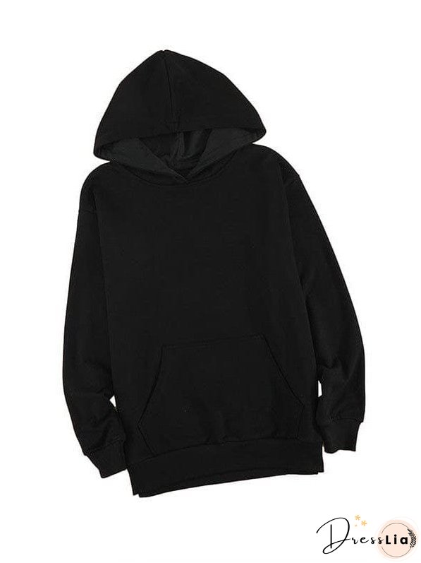 Solid Color Hooded Sweatshirt