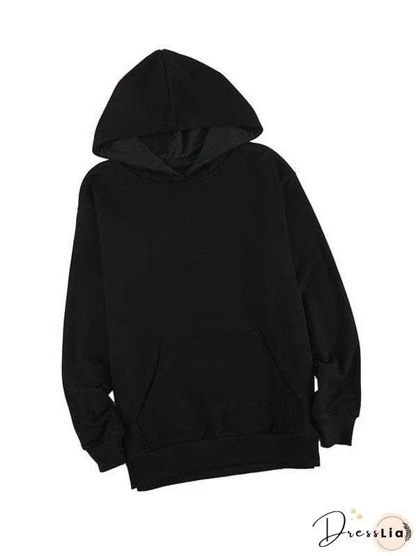 Solid Color Hooded Sweatshirt