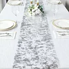 108" Sparkly Metallic Silver Foil Thin Mesh Polyester Table Runner - 25GSM