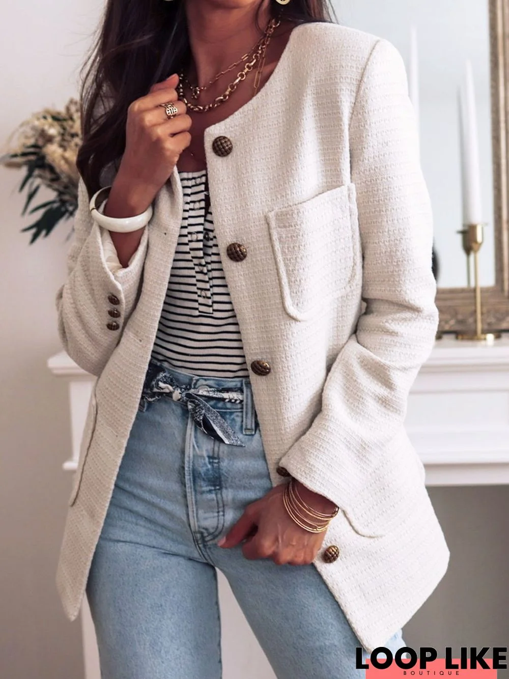 Casual Loose Plain texture Jacket