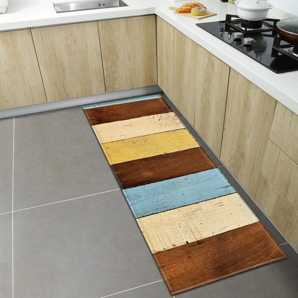 Entrance Doormat Home Kitchen Rugs Bedroom Living Room Decoration Carpet Wood Grain Hallway Balcony Bathroom Anti-Slip Floor Mat