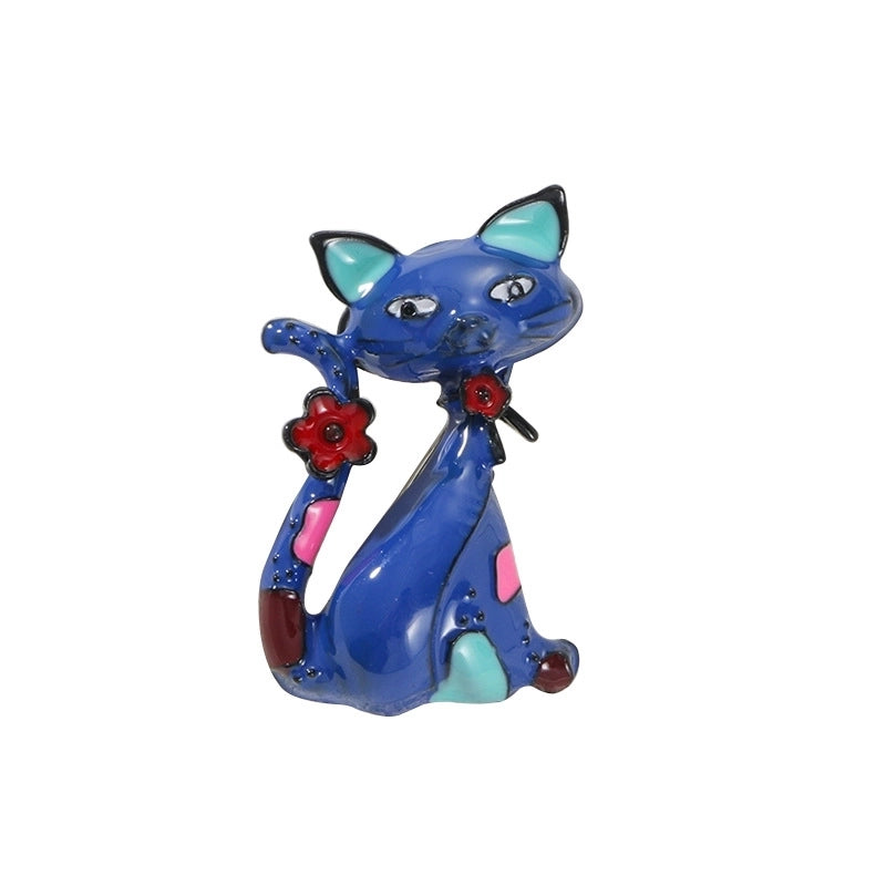 Cute Pin Cartoon Cat Alloy Enamel Unisex Brooches
