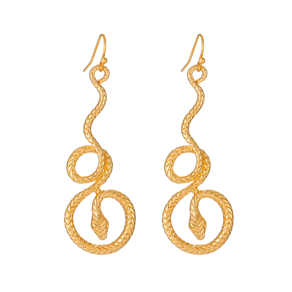 Round Snake Gold-Plated Earrings