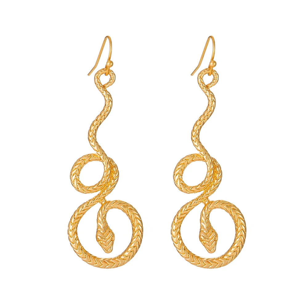 Round Snake Gold-Plated Earrings