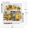 Diamond Painting -DIY Round Drill Sunflower Bus