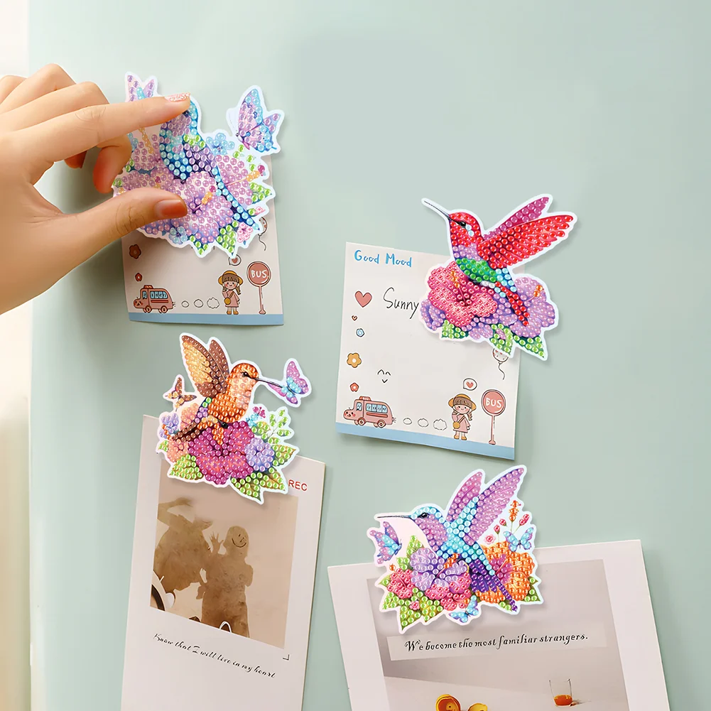 8Pcs Flowers Hummingbird Diamond Painting Fridge Magnet Diamond Art Magnets