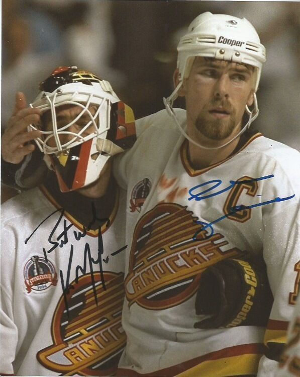 Vancouver Canucks Trevor Linden Kirk Mclean Signed Autographed 8x10 Photo Poster painting COA