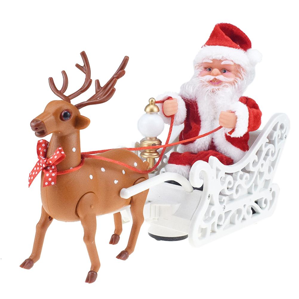 

Santa Claus Doll Elk Sled Toy Electric Universal Car with Music Xmas Decor, 501 Original