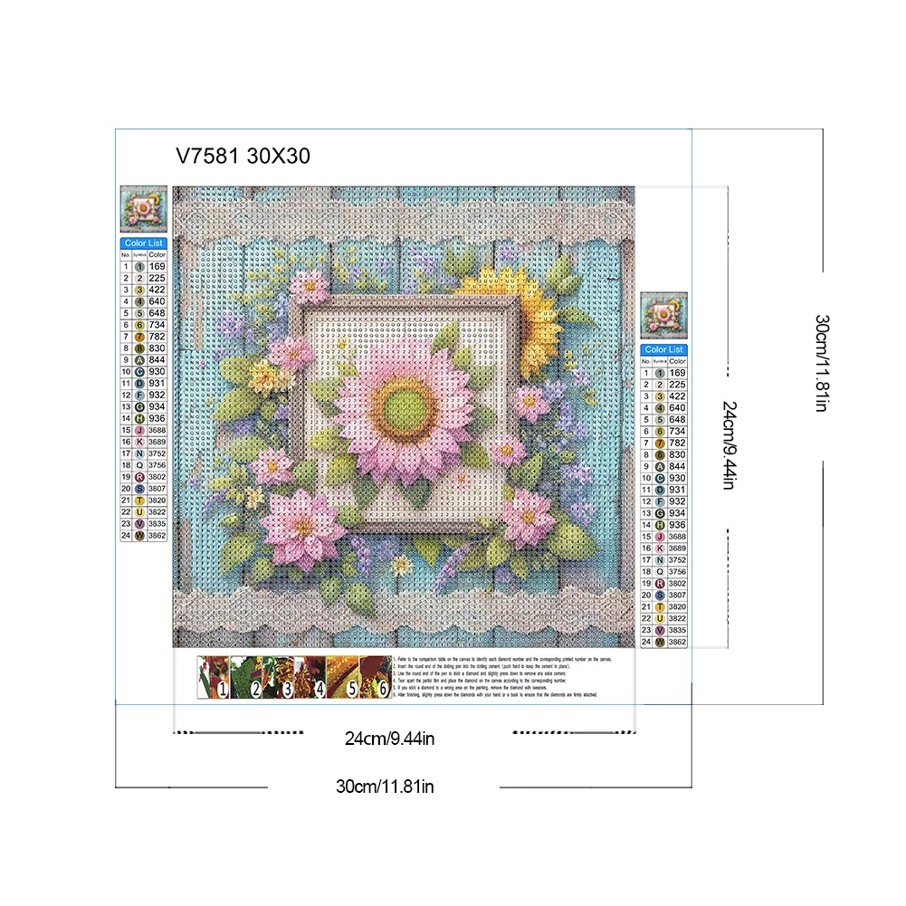 Diamond Painting - Full Round Drill - Pink Sunflower(Canvas|30*30cm)