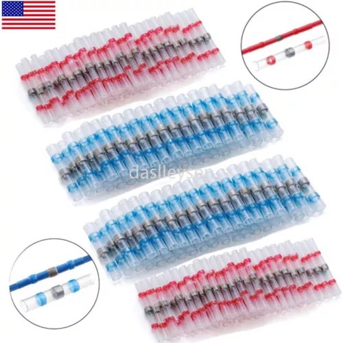 pornhint Pornhint 200x Solder Seal Wire Connectors Butt Terminal Insulated Electrical Wire Splice New