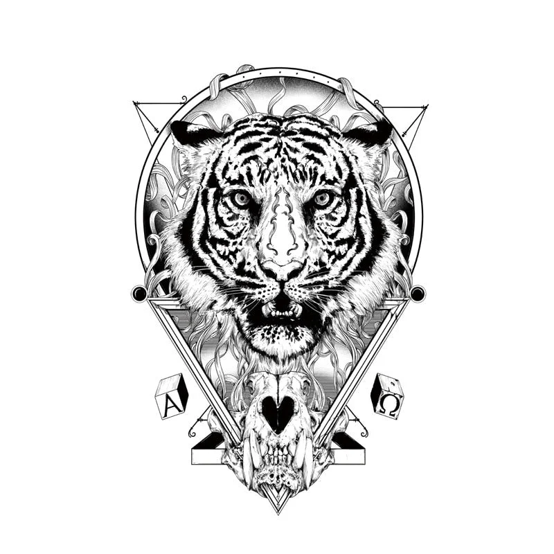 Waterproof Temporary Tattoo Stickers Butterfly Tiger Feather Design Tattoo Children Black Body Art Fake Tattoos for Men Women