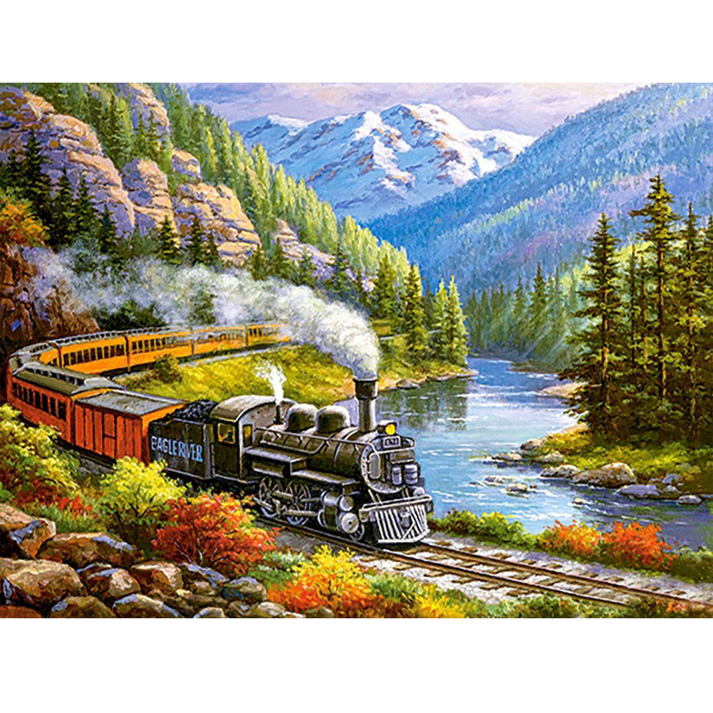 

Train Across Mountains - Square Drill Diamond Painting - 50*40CM, 501 Original