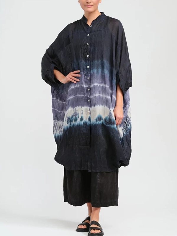 Tie-dyed Single Buttons Loose Long Sleeve Shirt