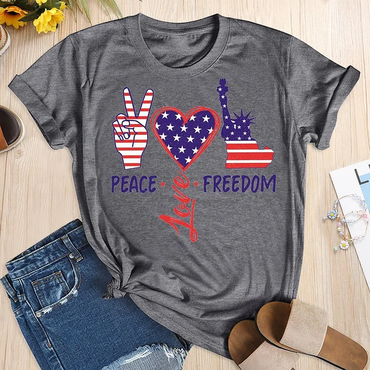 Peace Love Freedom T-Shirt Tee --Annaletters