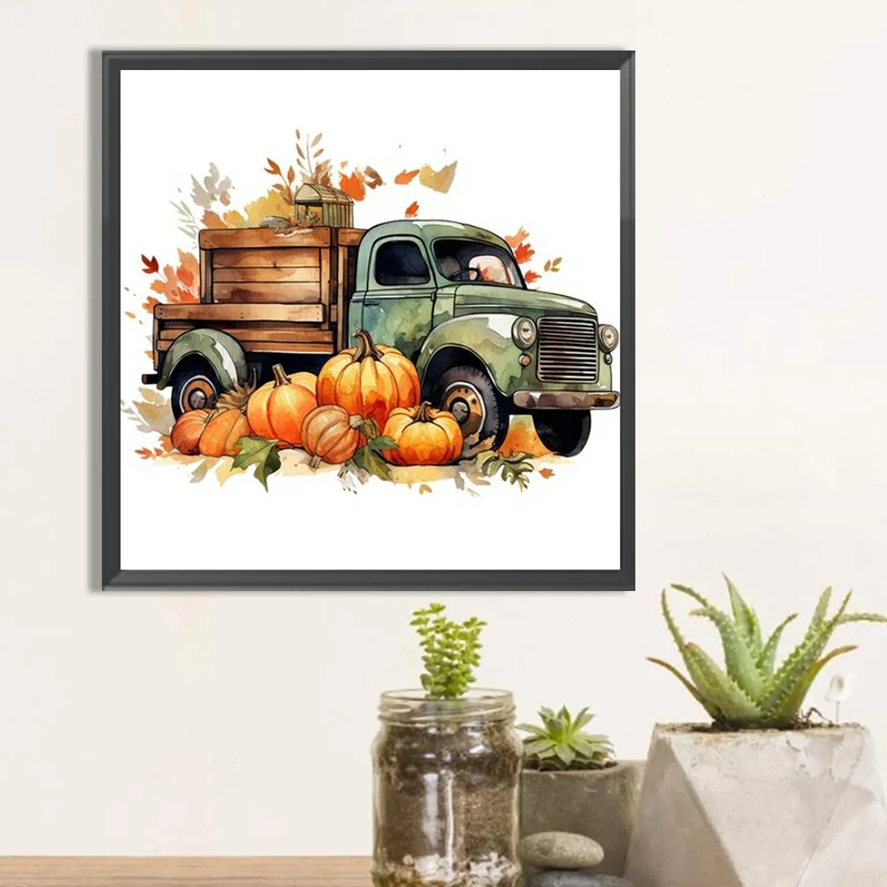 Diamond Painting - Full Round Drill - Pumpkin Lorry(Canvas|40*40cm)