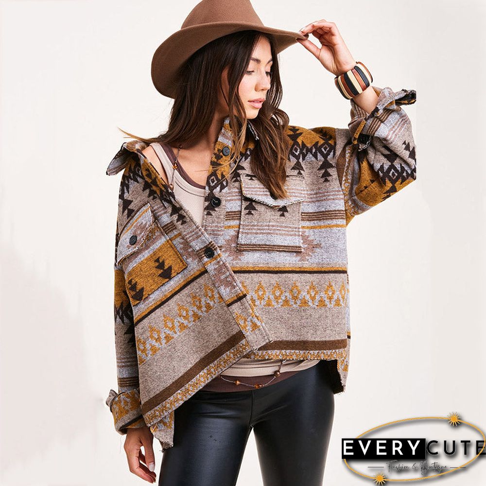 Casual Button Down Jacket Top