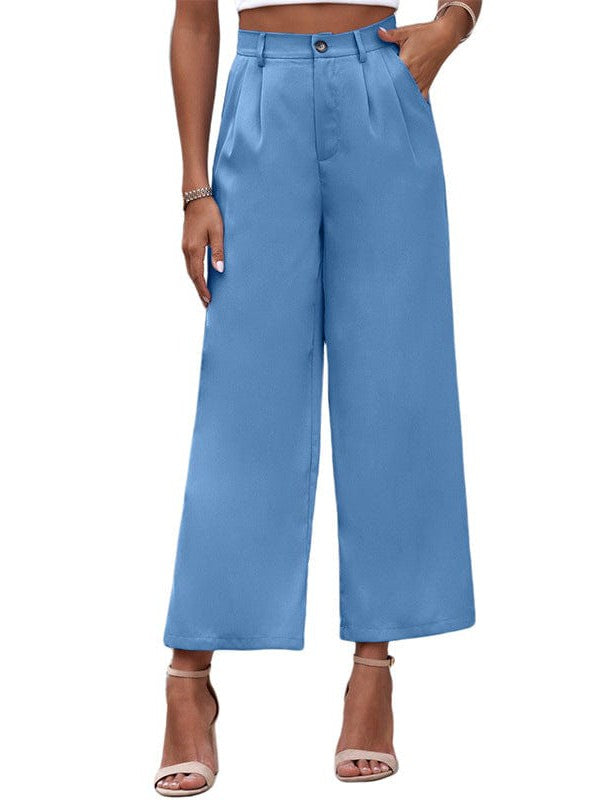 Chic High Waist Wide Leg Trousers In Various Colors - Comfortable, Slim Fit Pants For Women