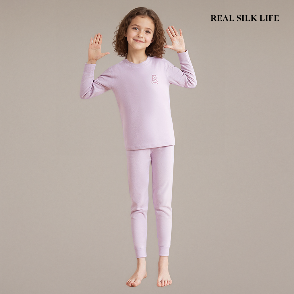 Toddler＆Kids Double-Sided Brushed Wool Thermal Set REAL SILK LIFE