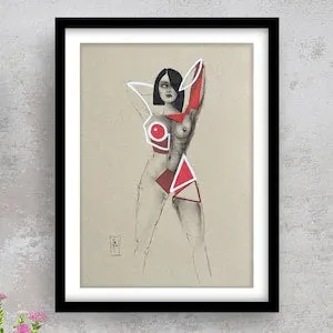 pornhint Pornhint Figure. Original drawing, made by hand, not a print. Certificate included. Contemporary artwork.
