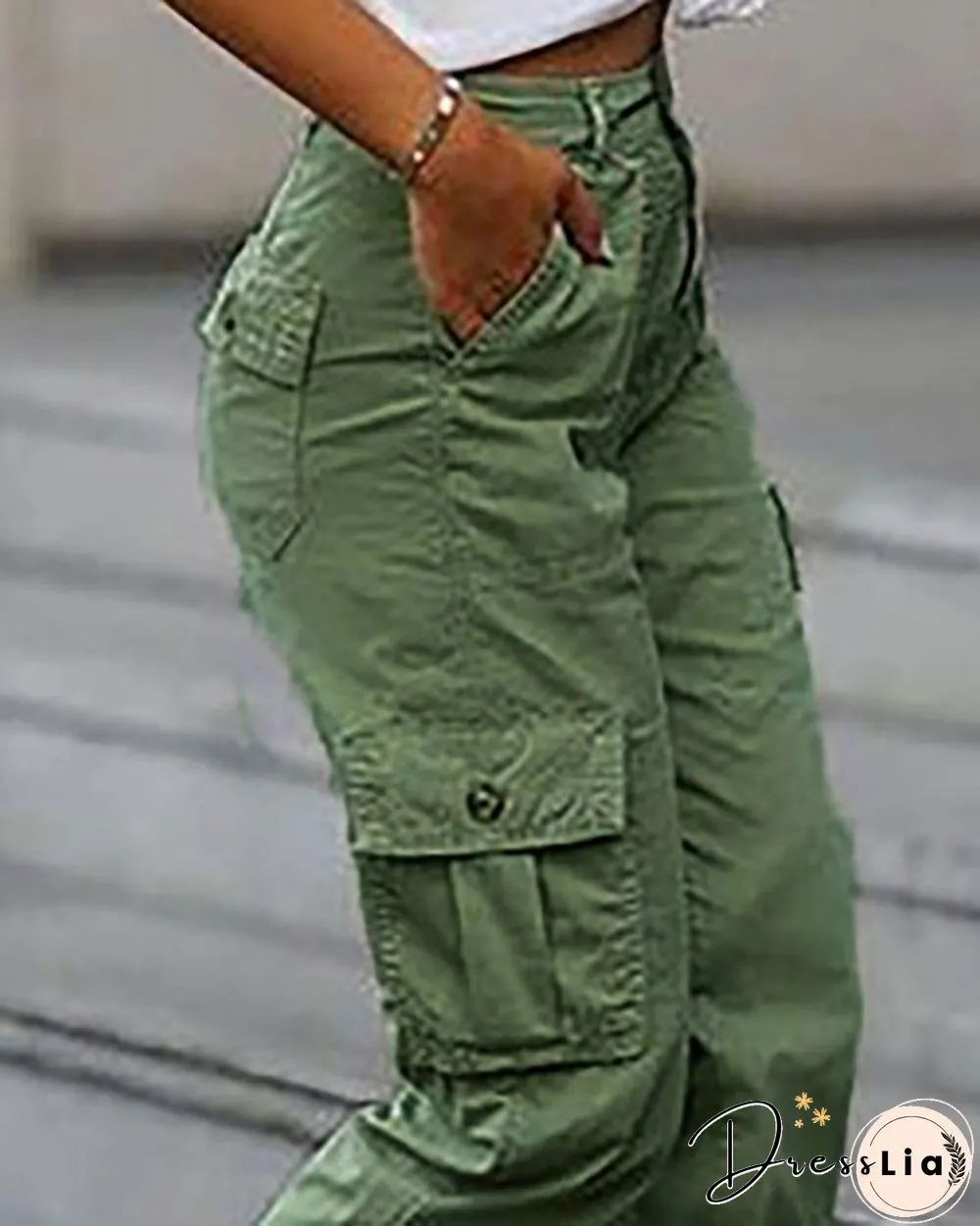 Plain Pockets Design Cargo Pants P14012