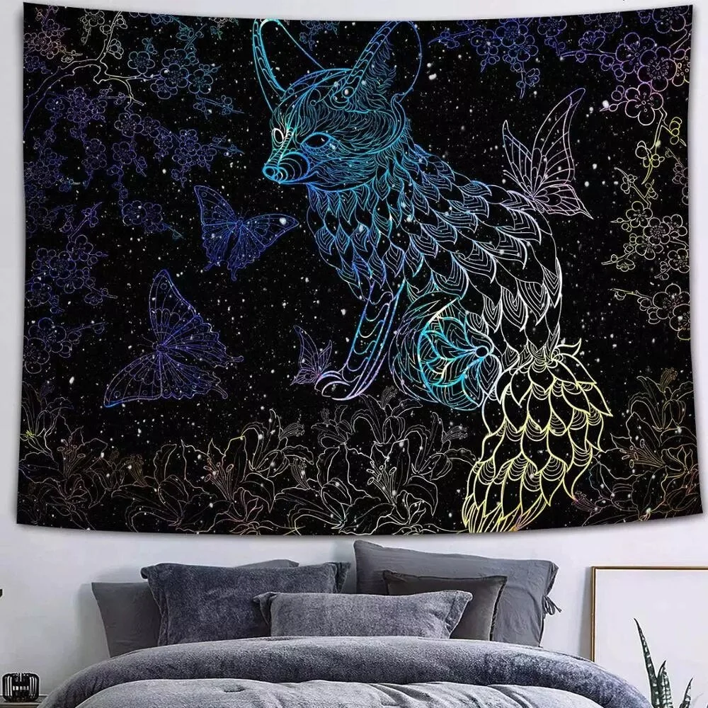 Psychedelic Galaxy Tapestry Nebula Mountains Galaxy Artwork Japanese Wildlife elk Boho Manga Wall Hanging Dorm  anime tapestry