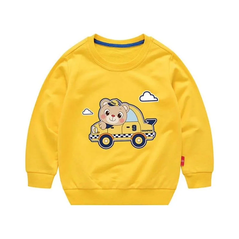 Girls Cute Bear Pattern Active Jacket Tops For Baby Boys Children Clothing Spring Autumn New Casual Sweaters Solid Pullovers