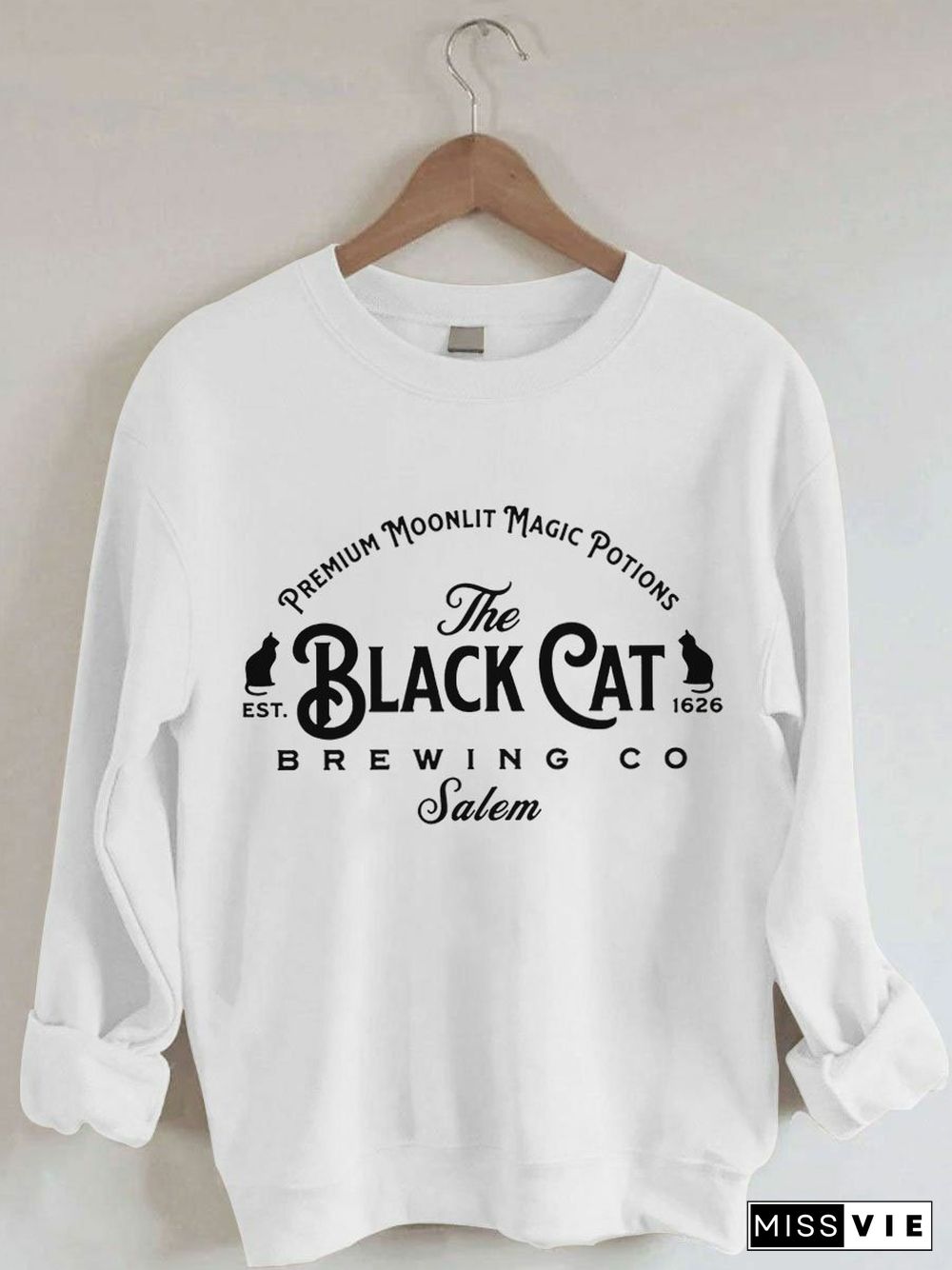 Women's Salem Massachusetts The Black Cat Brewing Co Salem Print Sweatshirt