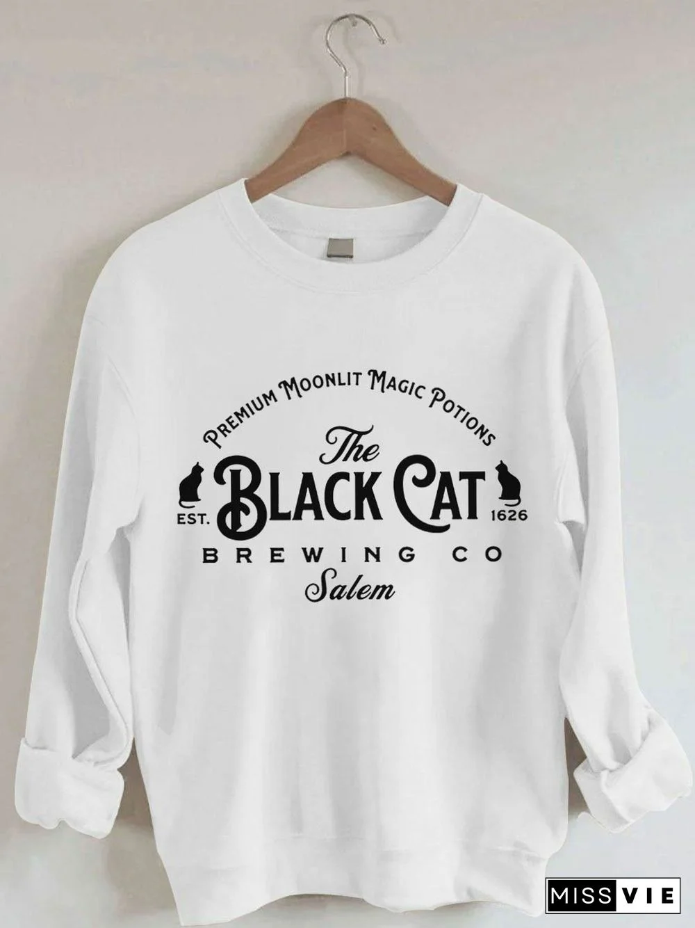 Women's Salem Massachusetts The Black Cat Brewing Co Salem Print Sweatshirt