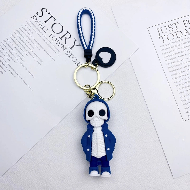 Cartoon Style Heart Shape Skull Silica Gel Halloween Unisex Keychain