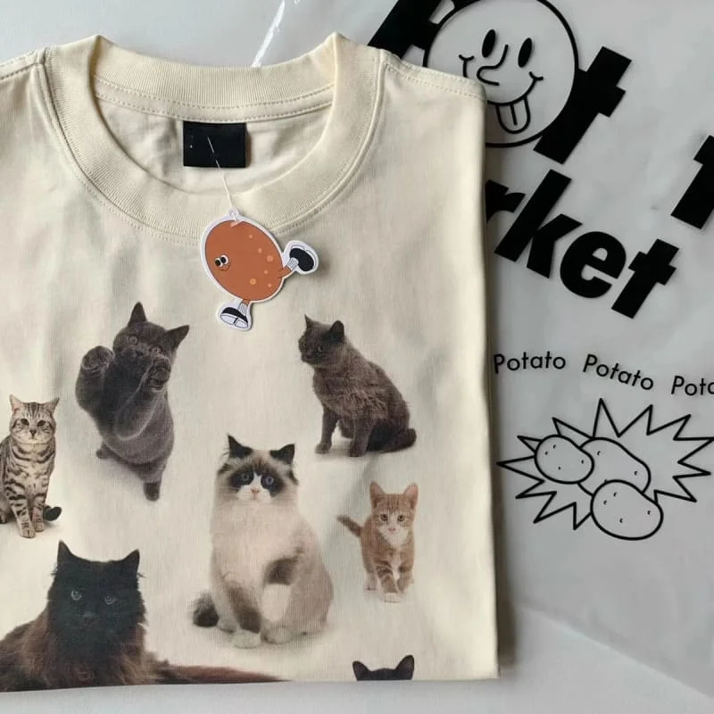 Kawaii Cat Print T-Shirt