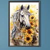 Diamond Painting -DIY Round Partial AB Drill Sunflower Horse(45x65cm)
