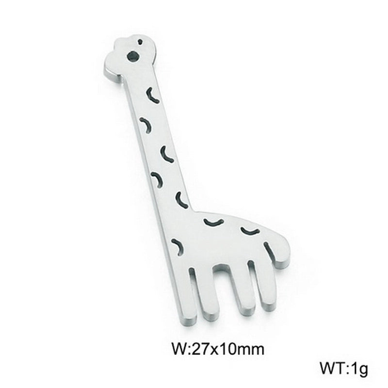 10 Pieces Stainless Steel Zircon 18K Gold Plated Animal