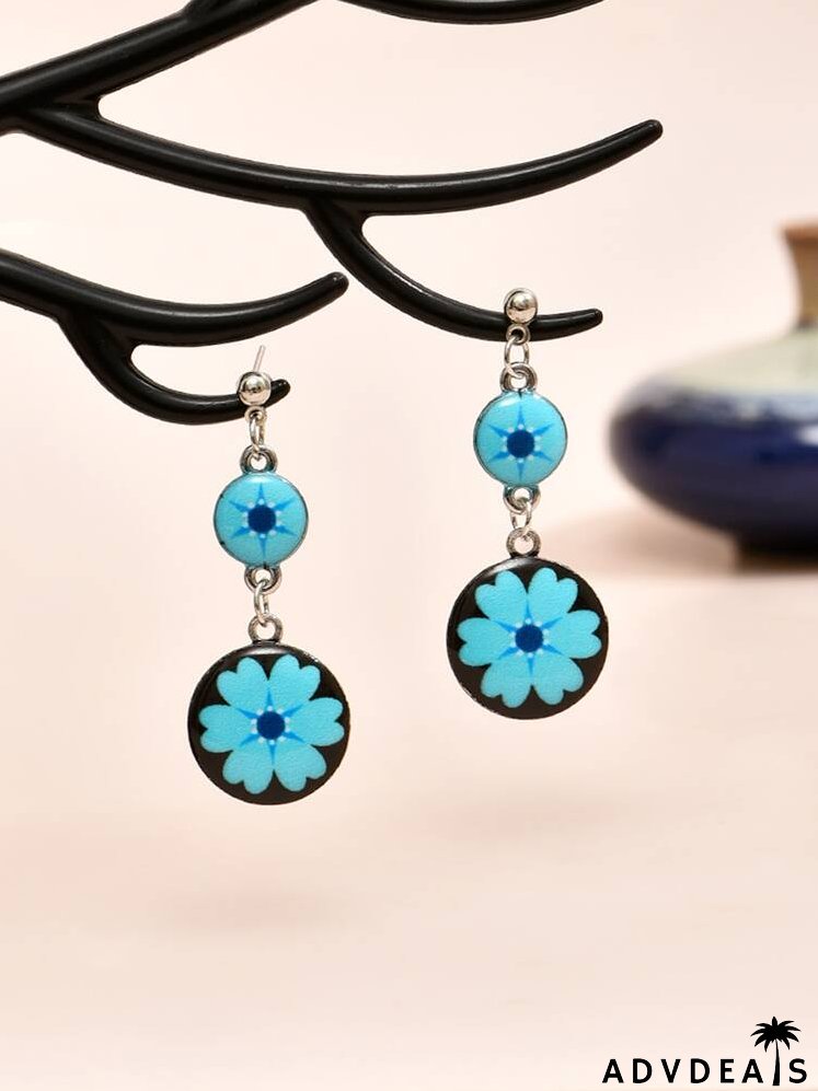 Floral Pattern Drop Earrings