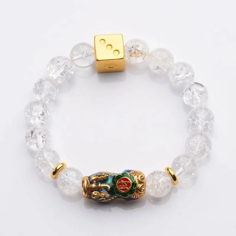 Pixiu Color-Changing White Crystal Dice Wealth Bracelet