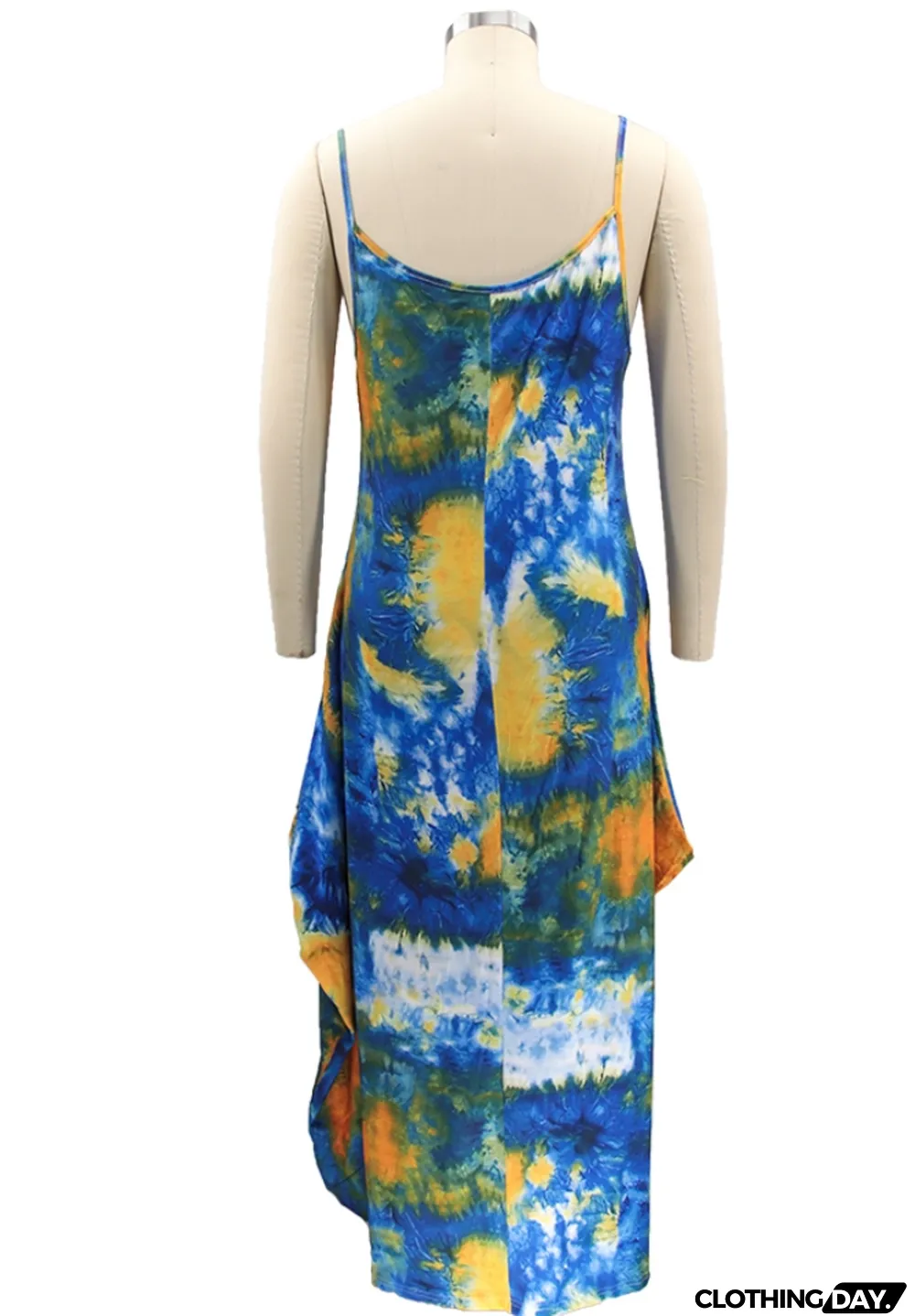 Summer Casual Plus Size Tie Dye Strap Loose Long Dress