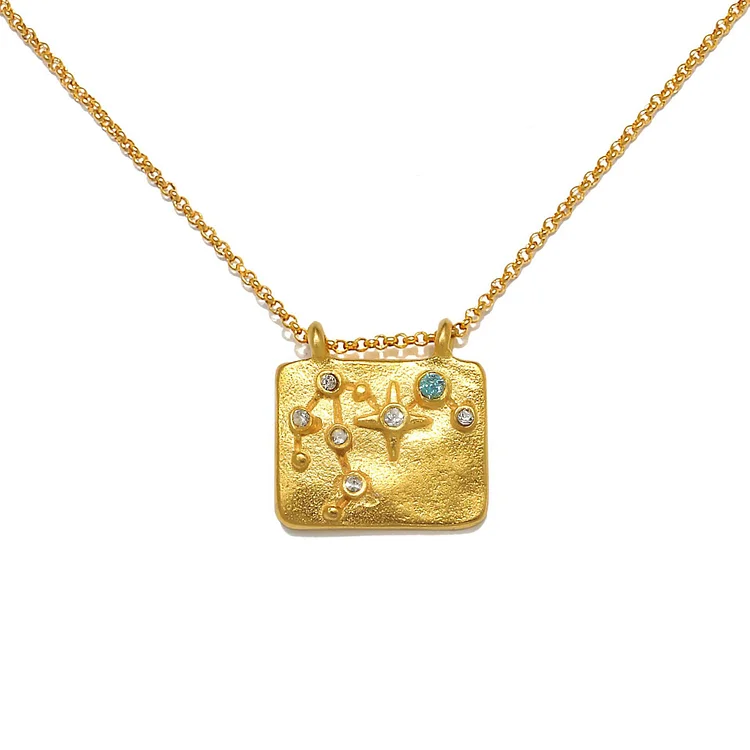 Olivenorma White Zircon Zodiac Copper Plated 18k Gold Necklace