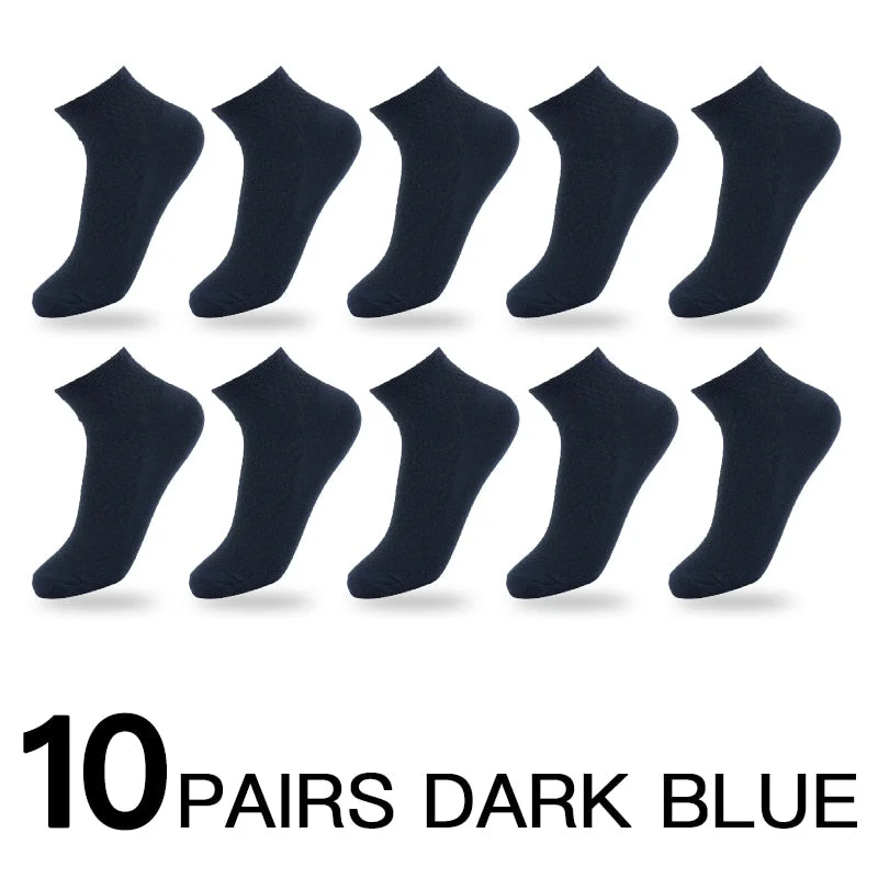 10 Pairs/Lot Men Bamboo Fiber Socks High Quality Solid Black Long Short Sock Business Casual Sports Breathable Four Seasons