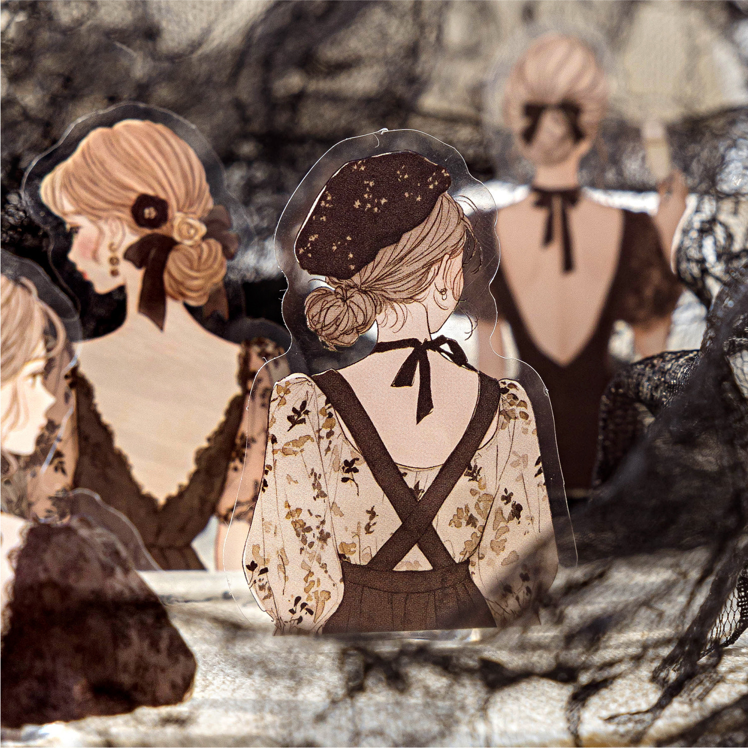 PET 스티커 - 터닝 모먼트 시리즈 빈티지 캐릭터 뒷면