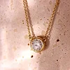 复制14K Yellow Gold Round Lab Diamond Bezel Necklace